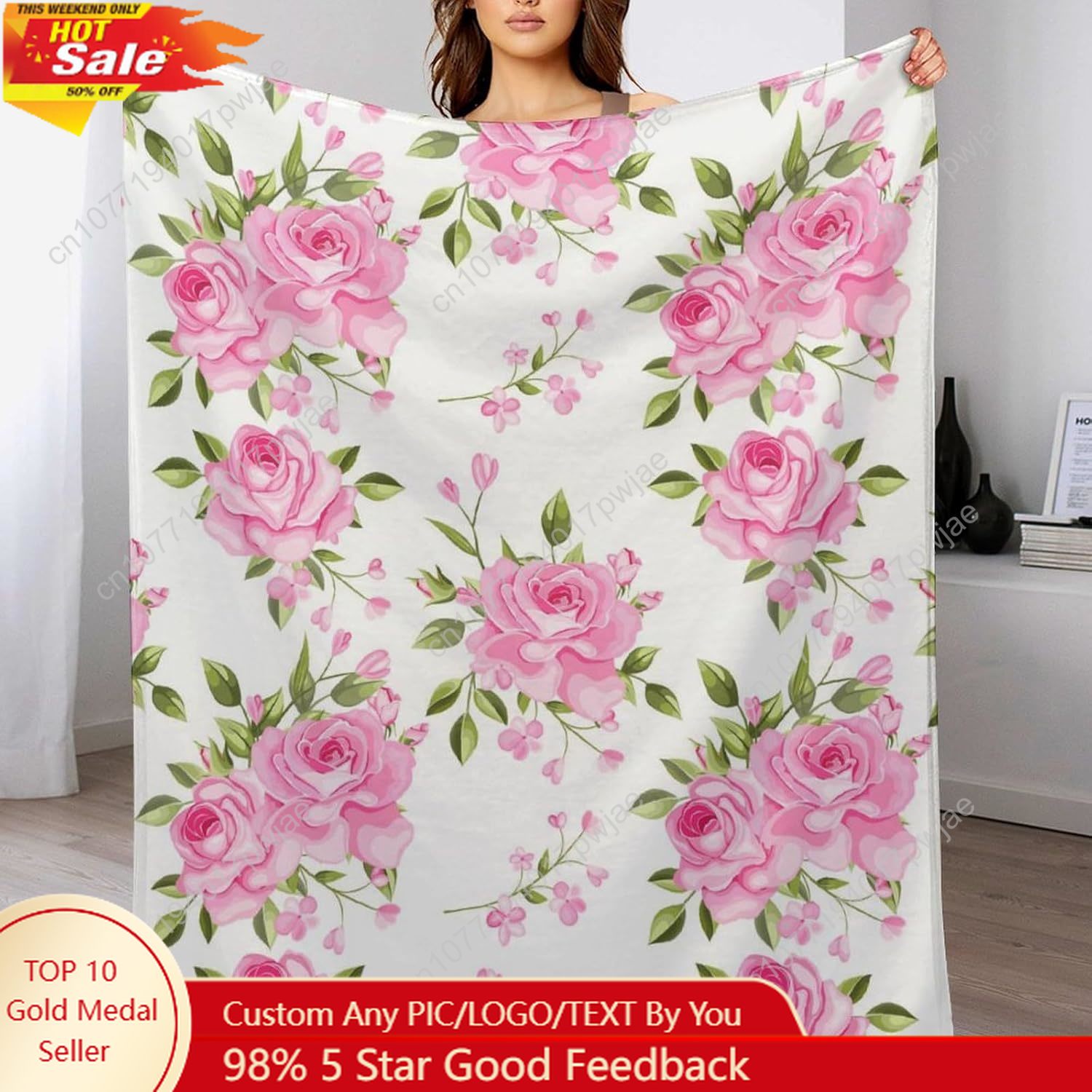 Home Textiles Towel - Roze bloem gooien deken bloemen decor
