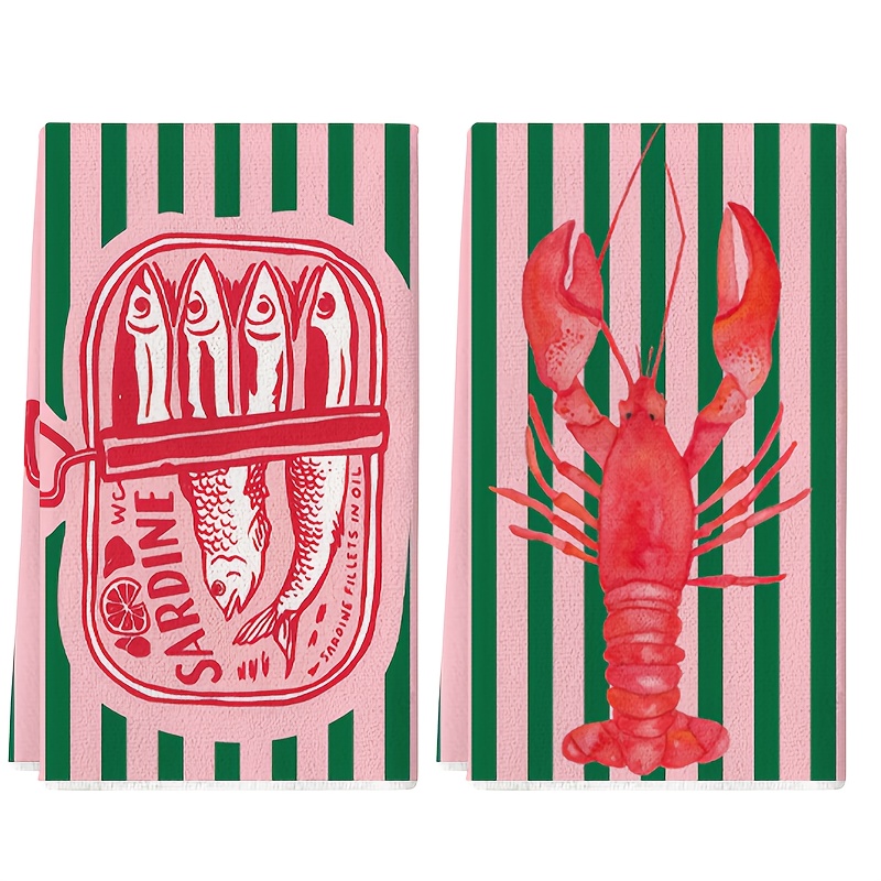Home Textiles Towel - 2 stuks, Amerikaanse retro gestreepte sardineblik-design