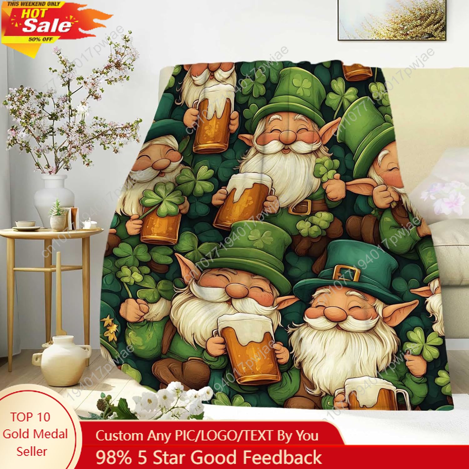 Home Textiles Towel - St. Patrick's Day Gnome gooien deken