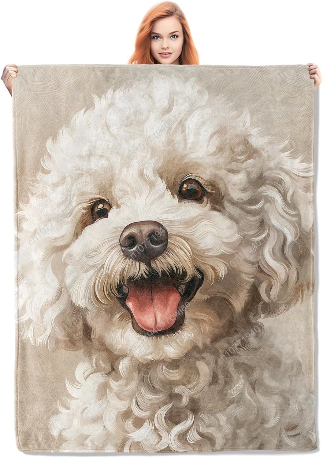 Home Textiles Towel - Vrolijke poedelportretdeken Realistisch hondenontwerp Zachte fleece