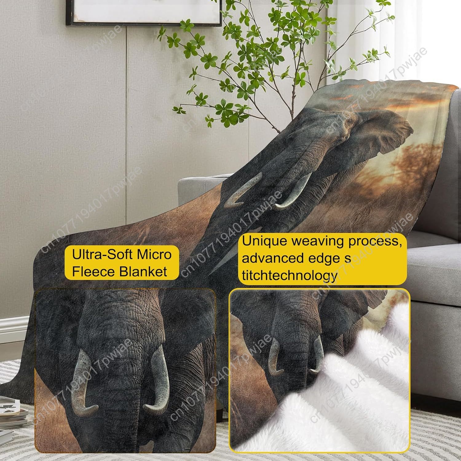 Fleece deken met olifant, real - Home Textiles Towel recensie en prijs