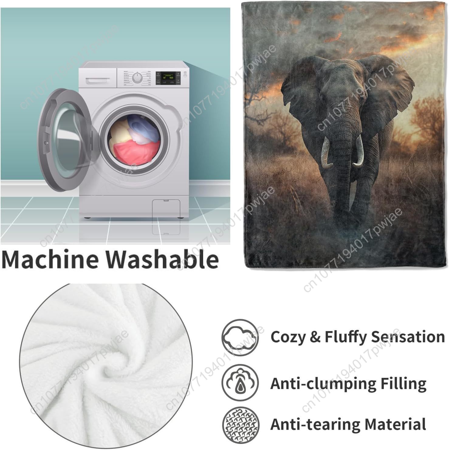 Fleece deken met olifant, real - Home Textiles Towel recensie en prijs